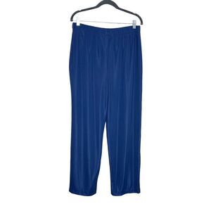 Susan Graver navy blue pull on nylon non wrinkle pants size L